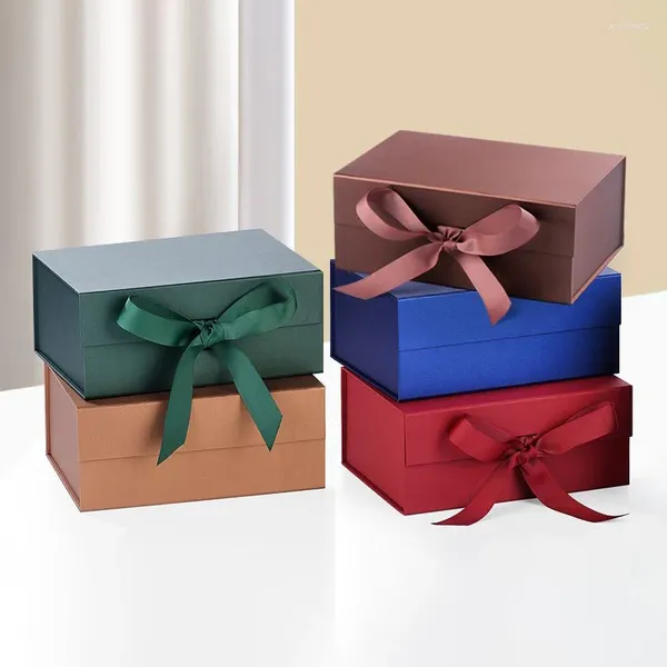 Подарочная упаковка коробки с лентой с лентой магнитное закрытие роскошное складываемое подарок