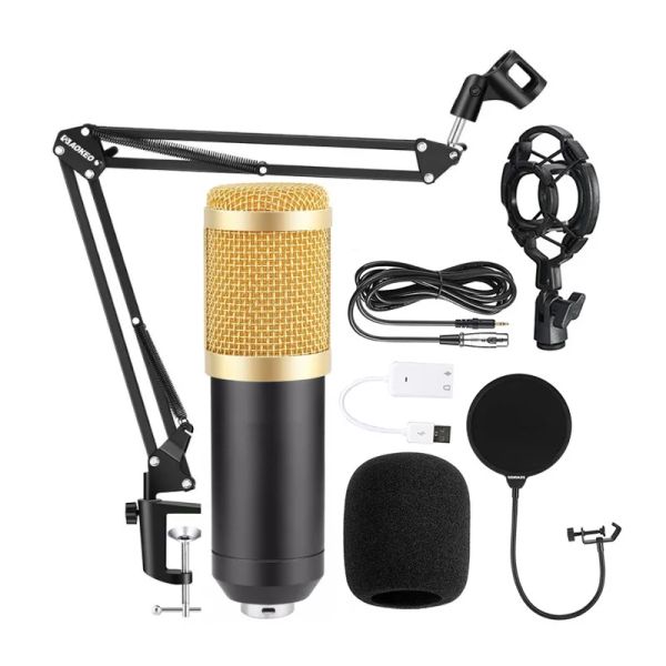 Microfoni BM800 Condensatore Microfono V8 Scheda di ancoraggio della scheda audio Cannocchia di registrazione di grandi dimensioni Diaphragm Live Set