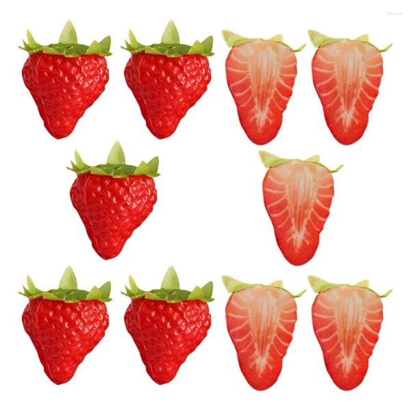 Partydekoration 10 PCs Dekor Künstliche Erdbeer -Früchte Ornament Chic Faux Erdbeeren Modell