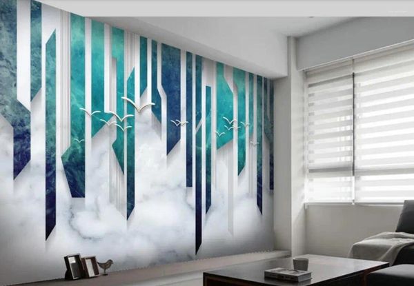 Sfondi Europei Abstract Geometric Bird Wall Mural per soggiorno Creativo PO Pavone da parati Arte Arte Decorta Contatto di carta Murales