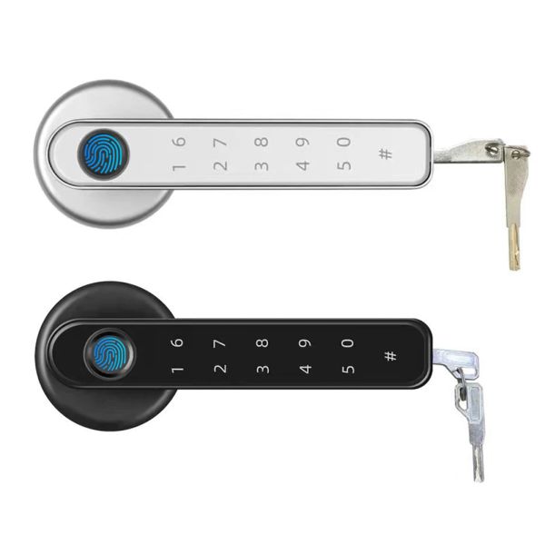 Lock Tuya Fingerabdruck Smart Lock Bluetoothschlüsselloser Türgriff Elektronischer Fingerabdruckhebel Hebel Griff Locks App -Steuerung für Holztür