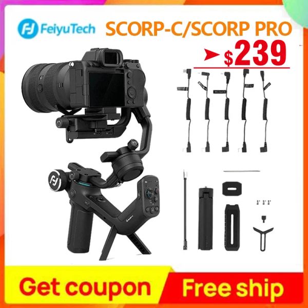 Monopodi Feiyutech feiyu Scorp Pro Scorpc Hand Grip 3Axis Holdhell Gimbal Stabilizer per fotocamera DSLR per Sony/Canon con pole Tripode