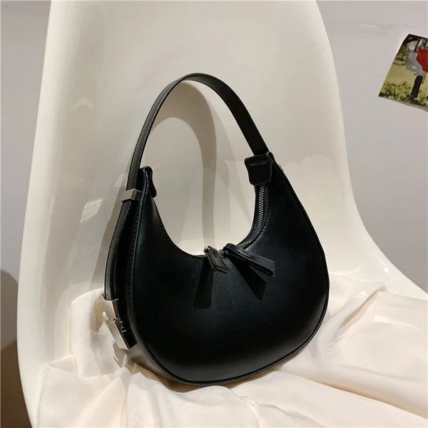 Luxus -Design -Umhängetaschen für Frauen Half Moon Hobo Bag Lady Model Marke Unterarm PU Leder kleine Kupplung Handtasche Geldbörse 240326