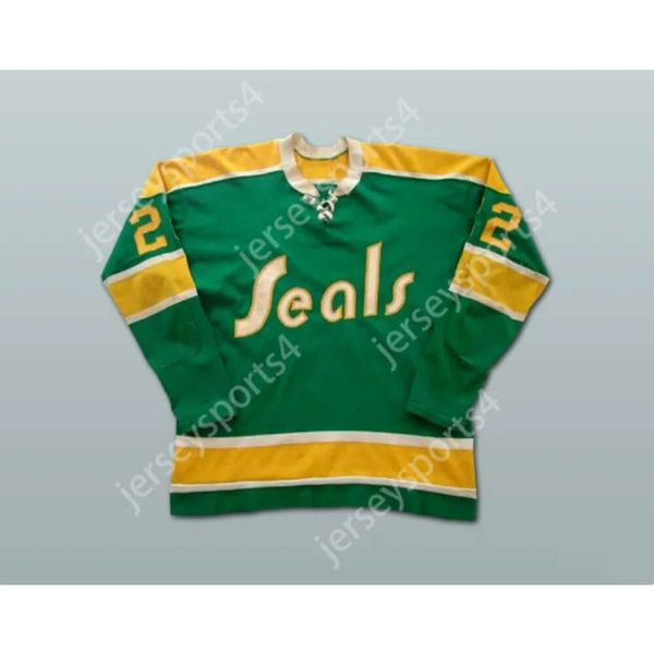 GDSIR Custom Green 22 Joey Johnston California Golden Seals Hockey New Top Ed S-M-L-XL-XXL-3XL-4XL-5XL-6XL