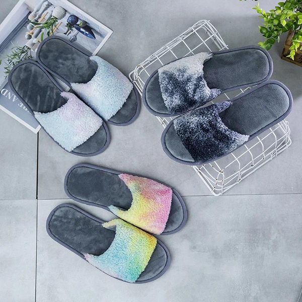 Terlik unisex kabarık slayt terlik kış kaymaz kapalı ev ayakkabıları peluş erkekler için peluş kadınlar Sessiz pantuflas tasarım