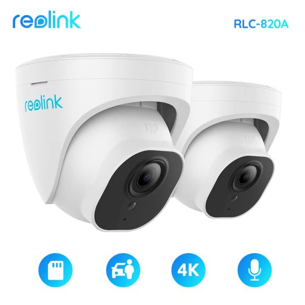Intercom Reolink Poe Outdoor Camera 4K 8MP Human Car Detection Pettection Security Camera Infrared Ночная версия Dome Cam Smart Home RLC820A