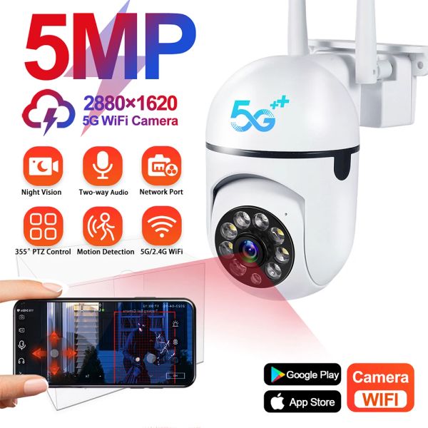 Telecamere 5 MP CAMERA IP WiFi Outdoor 4x Zoom 5G Wireless Security Protection Monitor Sorveglianza Telecamere Thoway Audio AI Smart Tracking