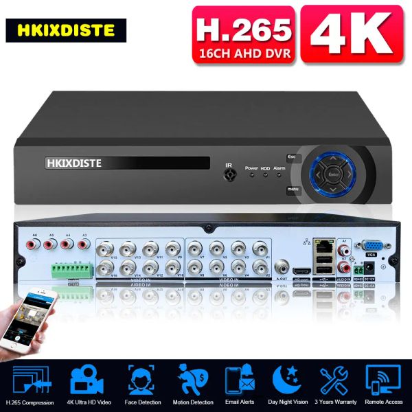 REGORDER 16 CANAL CCTV AHD DVR RECORNECIMENTO 4K RECONHECIMENTO FACE 8MP 6 em 1 HYBRID DVR NVR 16CH H.265