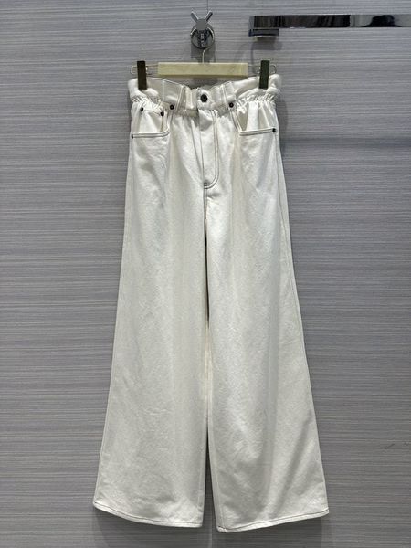 Дизайнерские джинсы 2024 Новая весенняя летняя модная панель с прямыми брюками бренд такого же стиля брюки роскошная женская одежда 0404-9