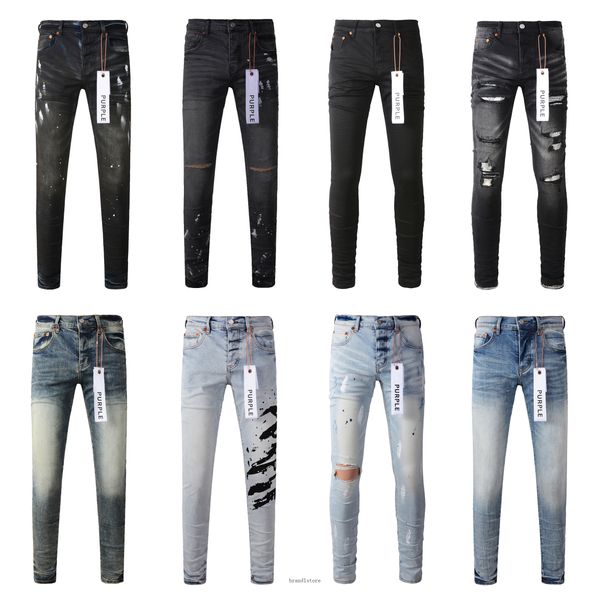 Lila Jeans Designer Jeans Männer Hip Hop Hole Frauen und Mannhose Vintage Luxus Punk Denim Punktmuster Herren Purple Hosen Retro Purple Brand Jeans