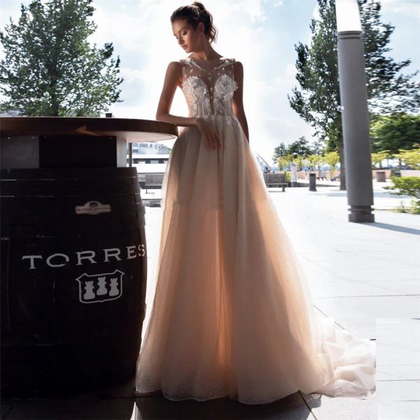 Платья рукавочные аппликации кружевные свадебные платья иллюзия обратно женское свадебное платье свадебные платья с пуговицами на заказ онлайн 2020