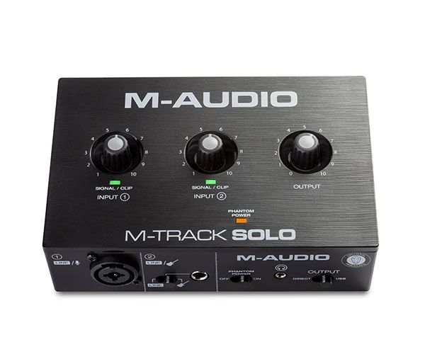 Microfones Maudio Mtrack Solo Professional Som Som Card 2Cannel Interface de gravação USB com Crystal Pré -amplificador para Mac e PC