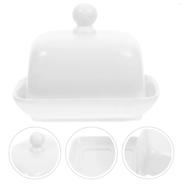 Placas Manteiga tampa da tampa da tampa da cozinha Capa de cozinha de armazenamento recipiente de queijo utensílio branco