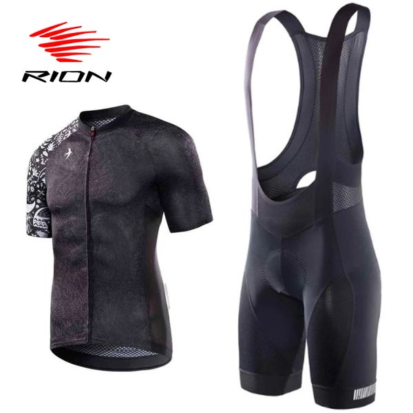 Sets Rion Cycling -Trikot -Set Männer Bib Shorts Fahrrad Kurzarm Radfahren Kleidungsrad Bike Maillot Ciclismo Hombre Black Sets für MTB