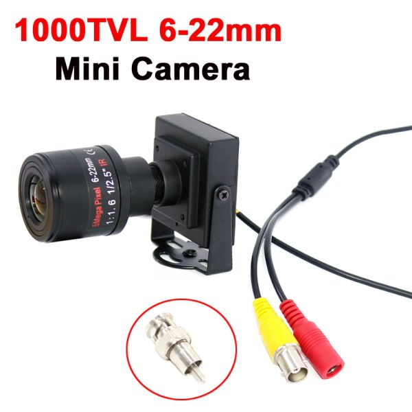 Kameralar 1000TVL/700TVL 622mm Varifokal Lens Metal Mini Kamera Manuel RCA Adaptörü ile Ayarlanabilir Lens CCTV Kamera Araç Aşımı Kamera