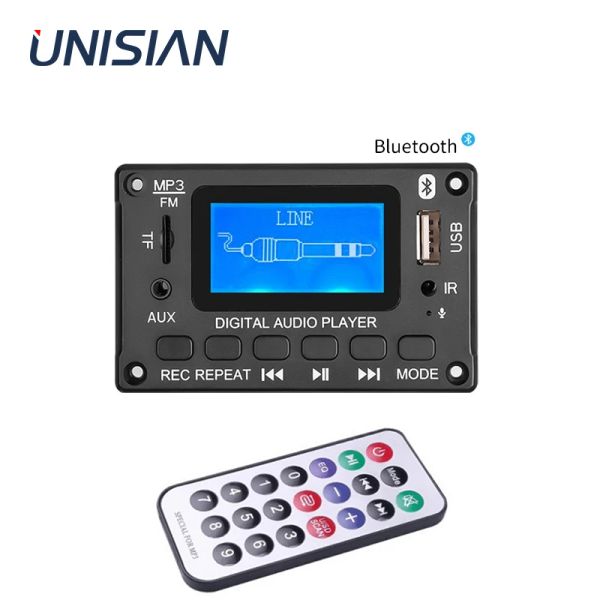 Konverter Unisian MP3 Digital Audio Player Decoder Board Bluetooth USB SD FM Zeile in Musik MP3 -Texte LCD Display -Modul DC12V