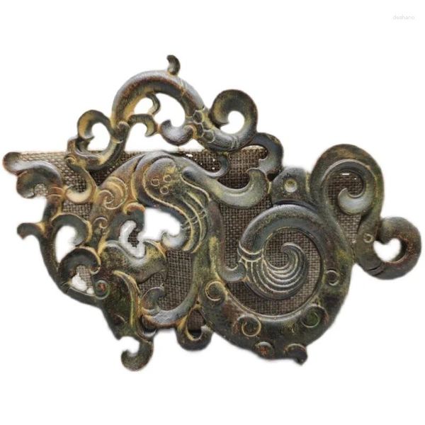 Dekorative Figuren antike Bronze -Ware -Sammlung hohl Dragon Plate Anhänger Tierkreis