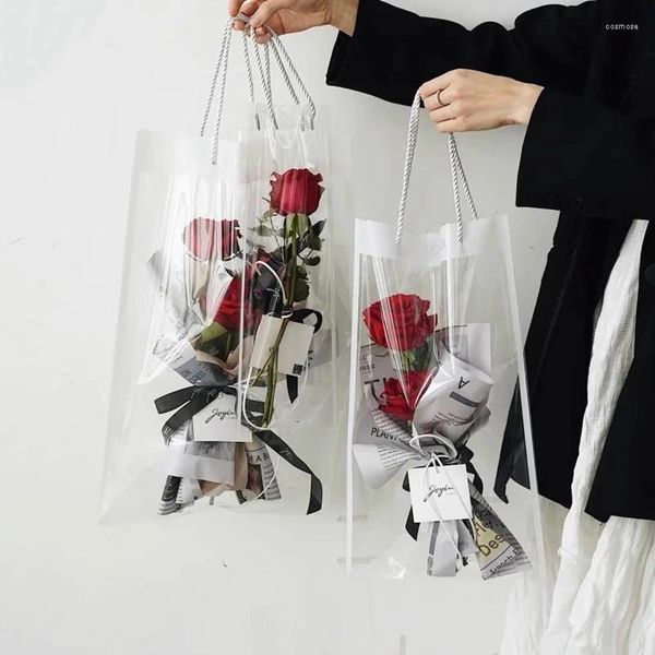 Enrole de presente transparente Bolsa de Flores de Flores Impermeáveis Bolsas de embalagem de embalagens Mother Dia dos Namorados DIY Floral Wrappers