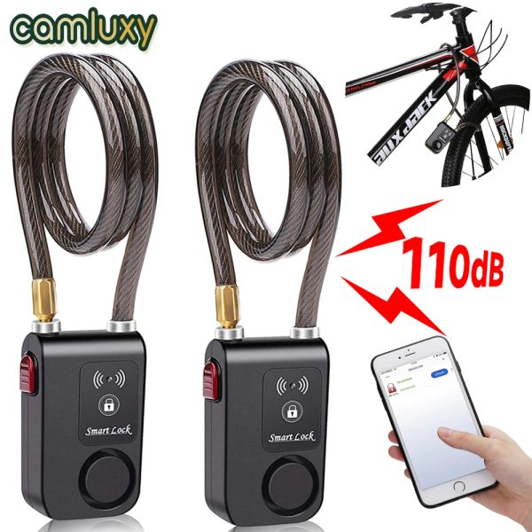 Комплекты Camluxy Bluetooth Blike Bock Alaring 110DB Semart Smart Bike System System System Antitheft Vibration Alarm для велосипедного мотоцикла