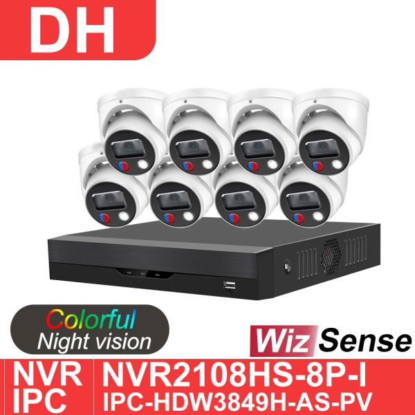 System Dahua Set 8MP IP -Kamera 4K NVR Security Kit Wizsense IPChdw3849Haspv NVR2108HS8PI CCTV Video Recorder Surveillance System
