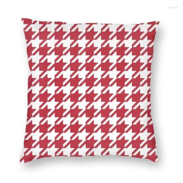 Kissen Rot -Weiß -Hound -Tooth Cover 3D Print Mode Plaidbodenhülle für Sofa Custom Pillowcase Home Decorative