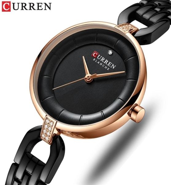 Curren Watch Women Luxury Brand Fashion Edelstahl Damen Handgelenk Uhren schwarze Armbanduhren für Montre Femme 2107075806692