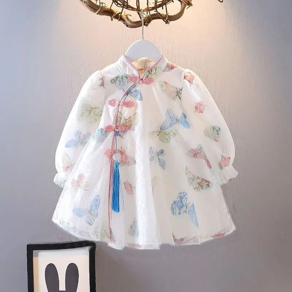 Schöne Babymädchen Dress Frühling und Herbst Kinder Prinzessin Hanfu Qipao 2023 240326