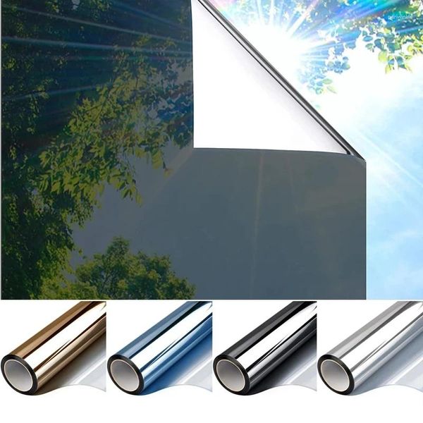 Оконные наклейки серебряная прозрачная солнцезащитная пленка самоклеящаяся в одну сторону зеркало Pet UV-защищенное ультрафиолетовое ультрафиолетовое