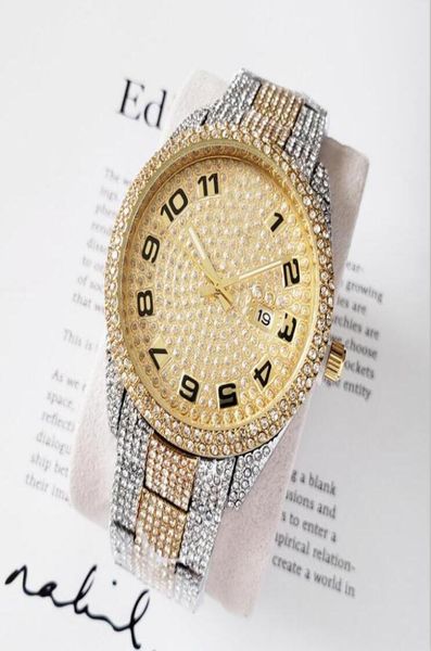Mens Fashion Watch Designer di lusso Diamond Iced Out Outes inossidabile Bling Quartz Movement Party Owatch9881098