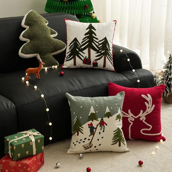 Pillow Christmas Light Luxury Cross-Border Amazon Home Flake Reindeer Copertura non contiene il nucleo