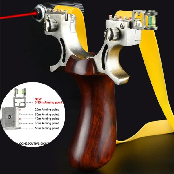 Slusshots 304 SSHOT laser in acciaio inossidabile SSHOT Quick Press Clip Wooden Grip Outdoor Hunting Shoot Shoot Miring Slingshot Pacchetto di pratica