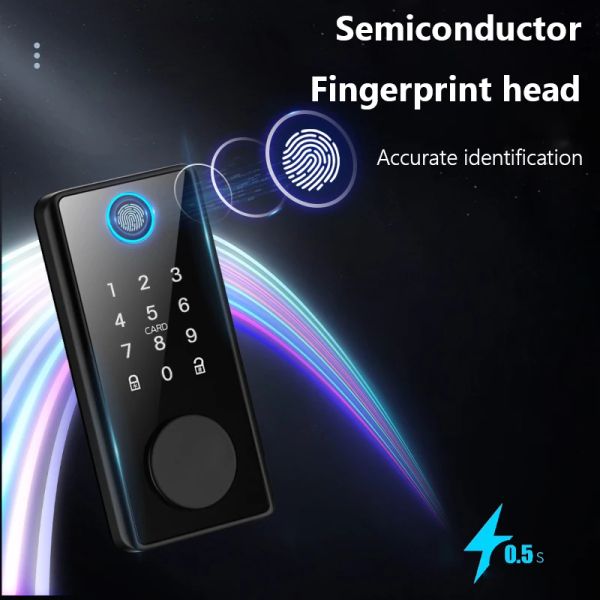 Bloquear Tuya App Card Smart Code Digital Bloqueio de alumínio BluetoothCompatible Biometrics Biometrics Lockless sem chave com chave para o escritório