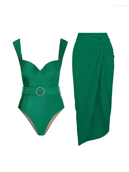 Mulheres de banho feminina Green Retro Mulheres de banho One Pice