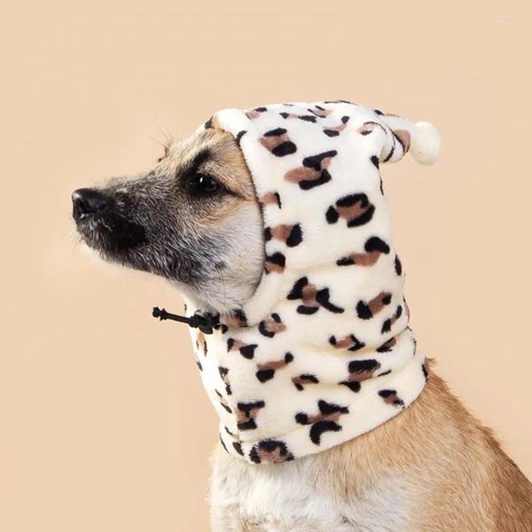 Hundekleidung Haustierhut Winter Leopardenmuster Hals Ohrhörer Zeichnungsstring -Anpassung Casual Kopfbedeckung Vorräte