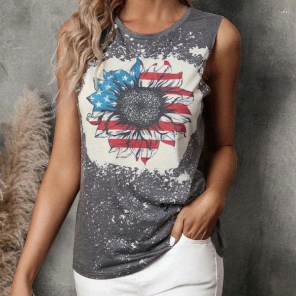 Frauen Tanks 2024 Frühlings Sommer Fashion Ladies ärmellose Hemd Star Flag