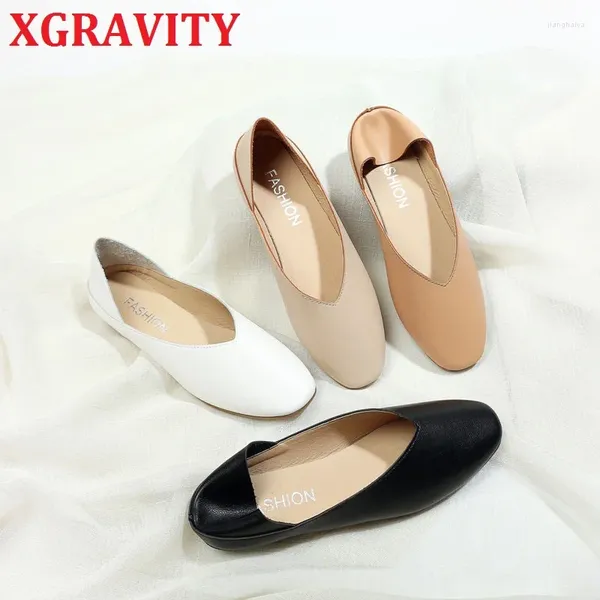 Casual Shoes Xgravity C328 Elegante Frauen V Cut Design Flat Fashion Ladies Flats runde Zehenschieberschuh Schuhe Lady Lady