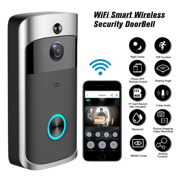 Дверные звонки 2023 Smart Door Dover Camera Wi -Fi Беспроводной звонок интерком видео для квартир Дверь Колокол для камеры безопасности дома камеры безопасности