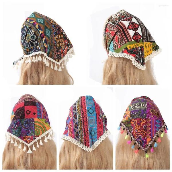 Sciarpe totem multicolore totem in pizzo triangolari per capelli per capelli accessori in stile etnico tombaccia bandiera poels femminile femminile band band cosplay