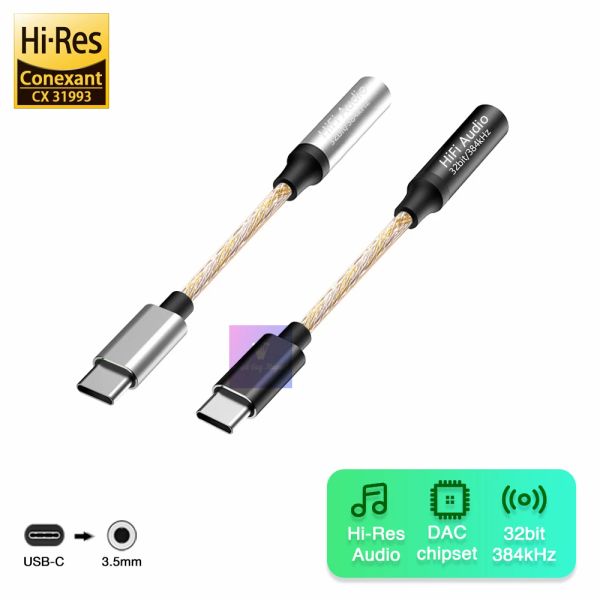 Verstärker CX31993 USB Typec bis 3,5 mm Audioschnittstelle Kopfhörerverstärker HiFi DAC Earphone Soundverstärker 32bit 384KHz Audioadapter