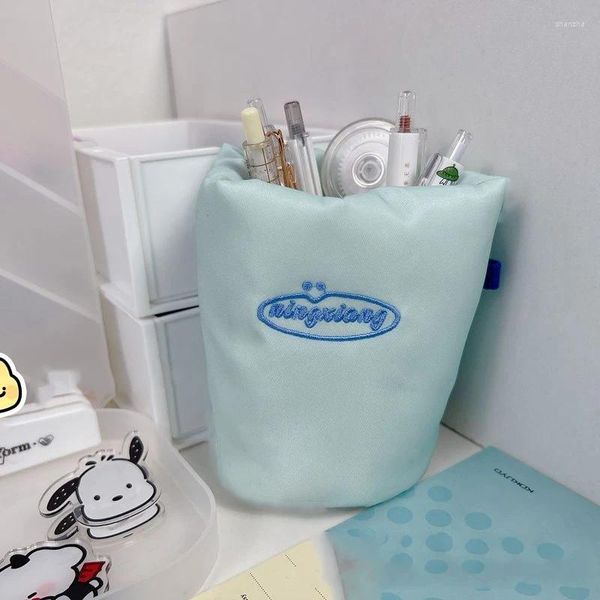 Bolsas de armazenamento Bordado de algodão de bordado fofo Cesto de cesta de cesta de cesto Organizador de decoração de decoração de casa Acessórios para decoração