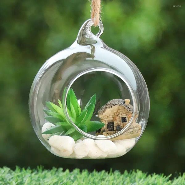 Vazolar Asılı Cam Terrarium Globe Çay Işık Mum Tutucu Succulents Vazo Askı Ev ​​Düğün Partisi Kapalı Açık Dekor