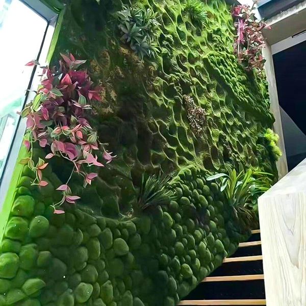 Dekoratif çiçekler taş şekil yosun simülasyon bitki duvarı diy mikro peyzaj çim mat yapay çimenlik plografi sahne çim ev dekorasyon