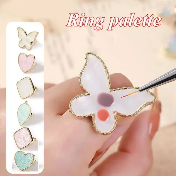 Bettwäschesets Nagellackpalette Harz Goldene Kante Kunst Malerei Finger Ring falsche Nägel Tipps Zeichnen Farbmischung Display