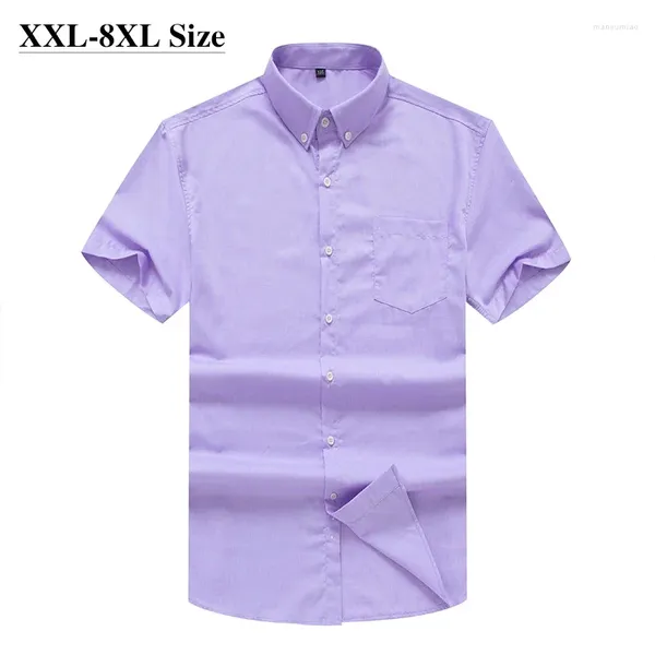 Herren lässige Hemden Größe groß 10xl 8xl 7xl Sommer Lose Kurzarm Shirt Classic Business Feste Farbe komfortable weiche männliche lila