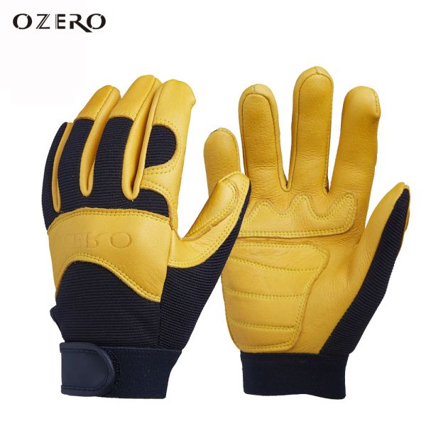 Перчатки Ozero Men's Work Gloves Deerskin Leathing Deversion Security Работники по безопасности, работающие гонки на мотоцикле Moto Riding Gloves