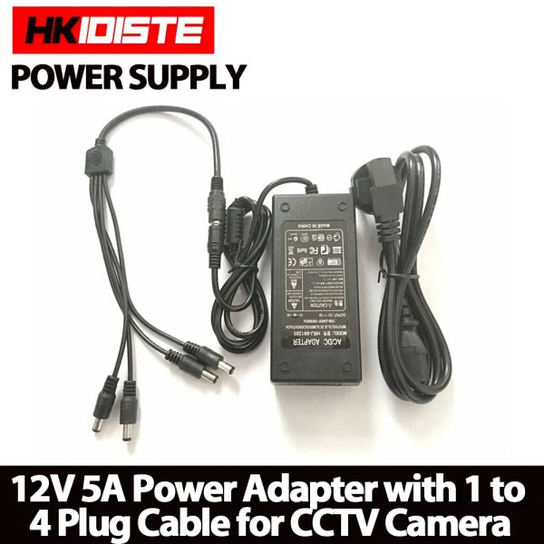 Acessórios HKIXDISTE 12V 5A 4 PORT CEAN CEAÇÃO CAPELA ADAPTADOR CA Caixa de alimentação para a câmera CCTV