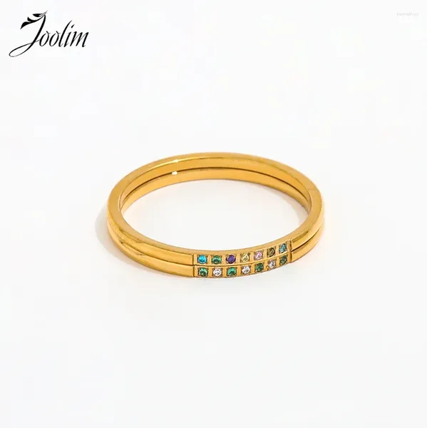 Clusterringe Joolim High -End -PVD wasserdichte modische luxury fein weißgrüne farbenfrohe Ring für Frauen Edelstahlschmuck Großhandel Großhandel