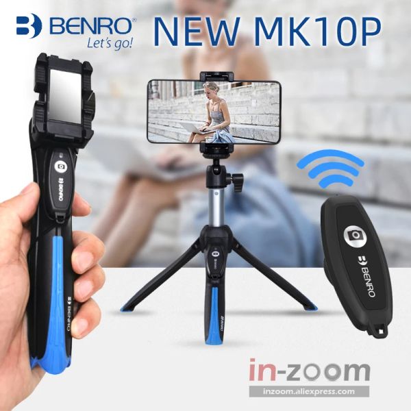 Monopods New Benro 10p Handheld Mini Tripod Selfie Stick com remoto para a marca 10ii