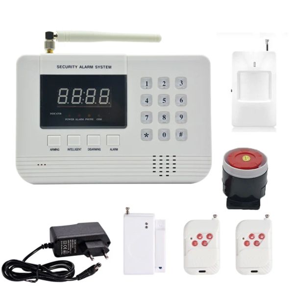 Kits (1 conjunto) Segurança doméstica 433MHz Sim GSM PSTN Sistema de alarme de rede dupla Sistema de alarme PIR Sensor da porta do detector Fuma
