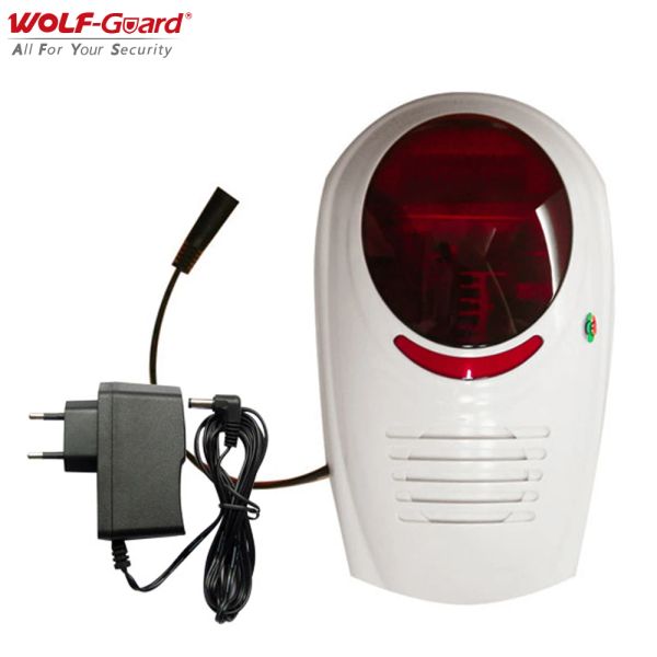 Detector WolfGuard 433MHz Sem fio sem fio Sirene pisquente Sirene 110db Alarme à prova d'água externa para GSM Wi -Fi Sistema de ladrões de segurança doméstica